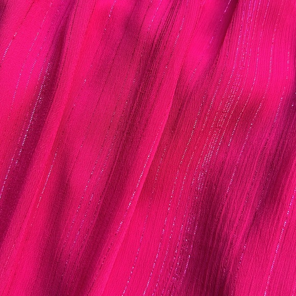 RAMPAGE Pink w/Metallic Pink Accent LONG Blouse; size Juniors Small - Picture 3 of 4